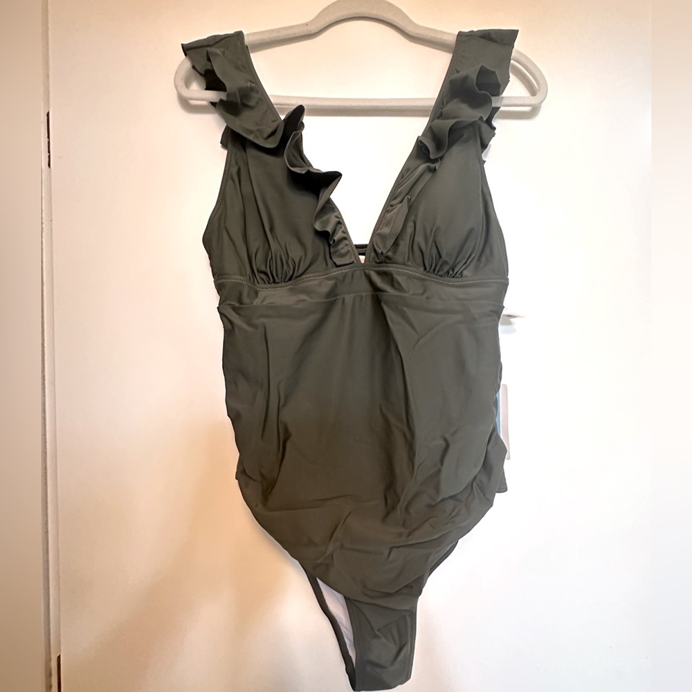 NWT Olive Ruffled Plus Size One Piece Swimsuit